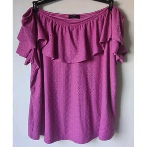 Lane Bryant Off The Shoulder Short Sleeve Lined Sz18/20 Pink Broderie Anglaise‎